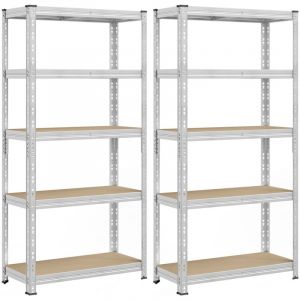 Songmics Étagère De Rangement Charge Lourde, Lot De 2, Étagère De Garage 40 X 90 X 180 Cm, Capacité De Charge Jusqu'à 875 Kg, Montage Facile, Tablettes Réglables, Argent