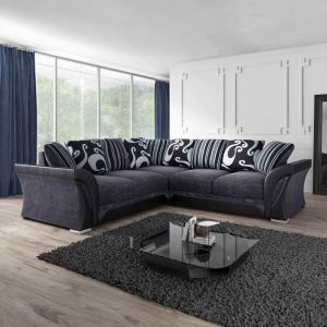 Mobilier Deco - zora - Canapé d'angle en tissu gris et noir