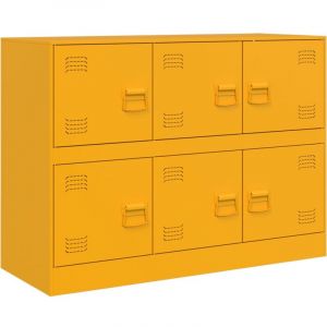 VidaXL Buffet jaune moutarde 99x39x73 cm acier, armoire, placard, buffet haut, armoire latérale, armoire de rangement, organisateur de maison