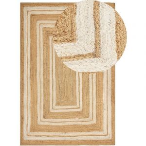 Beliani Tapis Beige en Jute 200 x 300 cm Fait Main Convient au Chauffage par Sol Elmali