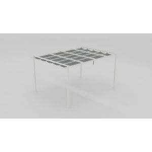 Pergola camus autoportante 4x3 blanc avec toile gris