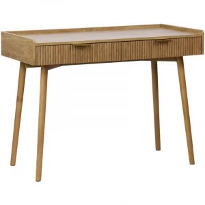 Bureau décor bois de manguier rainuré 2 tiroirs - 110 x 55 x 79.5 cm - Celian