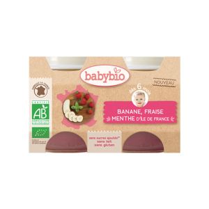 Image de BabyBio Mes Fruits Pots Banane Fraise Menthe dès 6 mois 2 x 130g