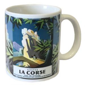 Tasse en c&eacute;ramique blanche r&eacute;tro - Visitez la Corse