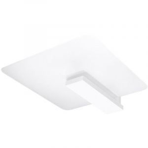 Applique de plafond avec structure en bois de couleur blanche avec abat-jour carré en verre Sollux