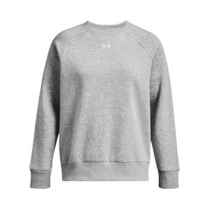 Under Armour UA Rival Fleece Crew Sweat-Shirt Femme, Gris Clair chin&eacute;/Blanc, M