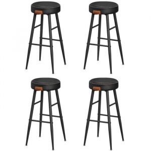 Tabouret de Bar Lot de 4 51,6 cm x 51,6 cm x 76,2 cm Noir Pur