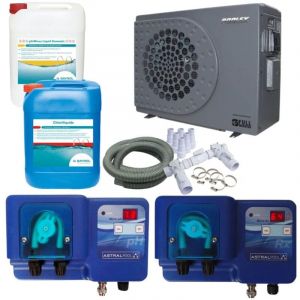 Poolstar Pack Pompe à chaleur Piscine Jetline Sélection fi 95 + Appareils de régulation + Produits piscine Bayrol