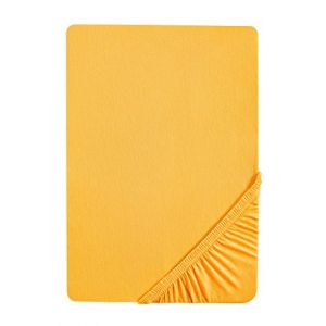 Biberna 77155/530/087 Drap Housse en Jersey Stretch pour un Lit Jaune 180 x 200 cm à 200 x 200 cm