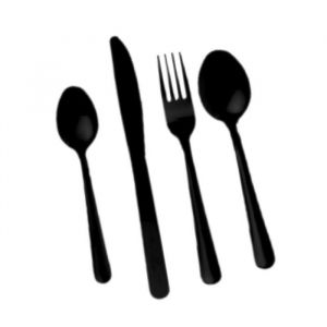 M&eacute;nag&egrave;re 16 pi&egrave;ces en inox coloris noir