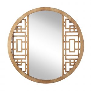 Beliani Miroir rond en bois clair D60