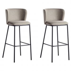 Beliani Lot De 2 Chaises De Bar Mina Taupe