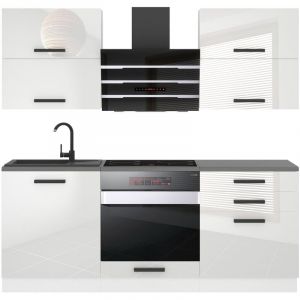 Cuisine Equipee Complete Emily Muebles de Cuisine Complets - 180 cm. Cuisine Complete avec Plan de Travail, Blanc très Brillant - Belini