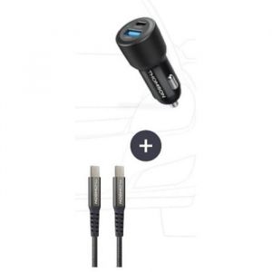Thomson Pack Chargeur + C&acirc;ble - Chargeur De Voiture 60 W - C&acirc;ble C Vers C 65 W - 1.5 M