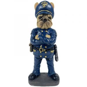 Signes Grimalt Figurine d&eacute;corative en r&eacute;sine repr&eacute;sentant un bouledogue policier - Statue de chien fantaisie contemporaine - D&eacute;coration d'int&eacute;rieur