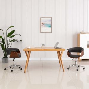 Image de VidaXL Chaise pivotante de bureau Gris Bois courbé et tissu