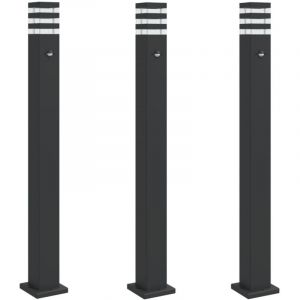 VidaXL Lampadaires D'extérieur Avec Capteur 3 Pcs Noir 110cm Aluminium
