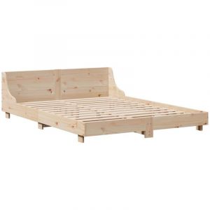 VidaXL Cadre de lit avec tête de lit 120x190 cm bois de pin massif, meuble de chambre, sommier, lit en bois, lit, lit double