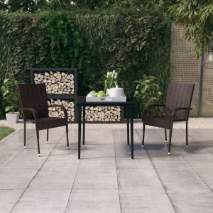VidaXL Ensemble de salle &agrave; manger de jardin 3 pcs Marron et noir