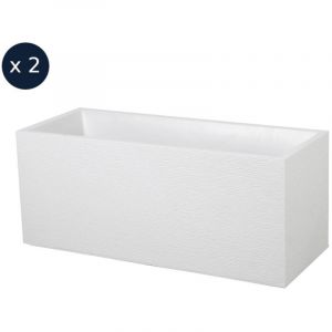 Eda Plastiques 2 Jardinières rectangulaire Graphit - 99,5 x 39,5 x 43,5 cm - 97 L - Blanc cérusé