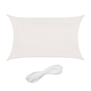 Relaxdays Voile d'ombrage rectangulaire, 2 x 3 m, Toile ombrage, Tissu PE-HD, avec tendeurs, Blanche