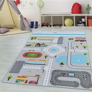 Teppium Tapis enfant tapis de jeu color gris 140x200 cm tapis chambre enfant tapis chambre bébé
