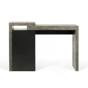 Bureau Chicago / Console L 119 x P 35 cm / Effet b&eacute;ton & rangement POP UP HOME gris en bois