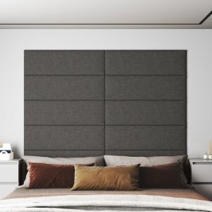 VidaXL Panneaux muraux 12 pcs Gris foncé 90x30 cm Tissu 3,24 m²