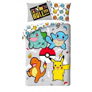 Parure de lit couette 140 x 200 oreiller pokemon
