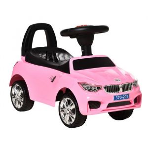 Homcom Porteur enfants voiture - coffre à jouets klaxon phares et musique - PP et métal - 635 x 28 x 36 cm - rose