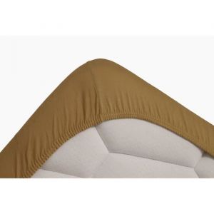 Linandelle Drap housse coton jersey extensible DOUCEUR - Caramel - 140x200 cm