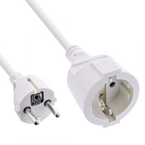 Inline Rallonge électrique avec Contact de Protection mâle/Femelle, Blanc, 1,5 m