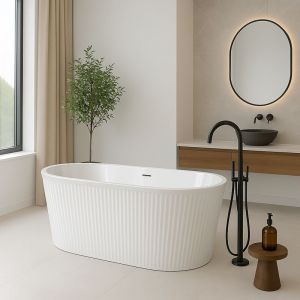 Stano Baignoire &icirc;lot design ovale CORBIN blanche 150 cm