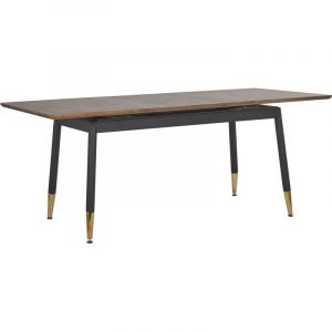 Beliani Table extensible effet bois foncé / doré 160/200 x 90 cm CALIFORNIA