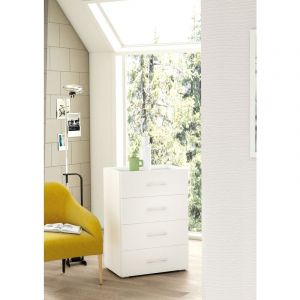 Image de Alter Commode moderne avec 4 tiroirs, 100% Made in Italy, Hebdomadaire pour chambre, 50x41h87 cm, couleur Blanc et Ciment