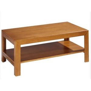 Pegane Table basse rectangulaire avec étagère en pin massif coloris cerisier - Longueur 110 x Profondeur 55 x Hauteur 45 cm - marque