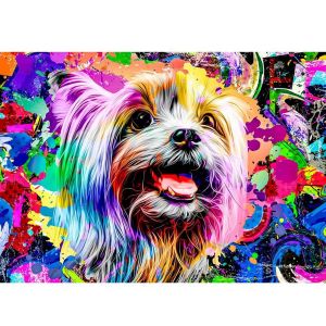 Wooden City Puzzle 505 pièces/50 formes en bois : yorkshire terrier pop art