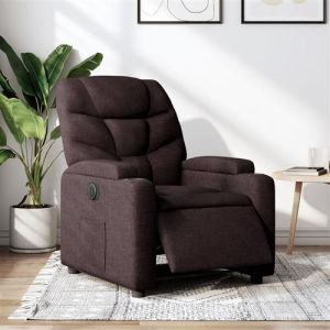 VidaXL Fauteuil Inclinable Électrique, Chaise de Relaxation avec Dossier et Repose-pied Réglables, Siège de Salon, Moderne, Marron Foncé Tissu