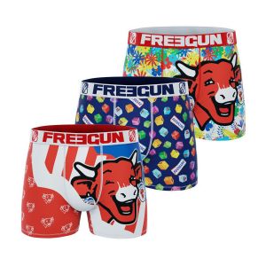 Freegun Boxer Homme Vache Qui Rit, Caleçon Homme Original et Authentique (Lot de 3) S