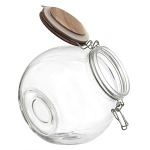 Cook Concept KA0367, Bocal de Conservation en Verre Transparent avec Bouchon en Acacia, Design Moderne et &eacute;l&eacute;gant, herm&eacute;tique, id&eacute;al pour p&acirc;tes, Fruits secs, &eacute;pices - 1L, Naturel