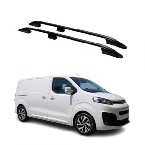 Omac Barres de toit longitudinales pour Citroen Jumpy 2016-2024 L1 Aluminium Noir