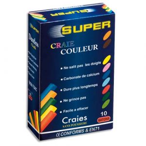 Image de JPC CRÉATIONS Boite de 10 craies anti-poussière coloris assortis - Lot de 19