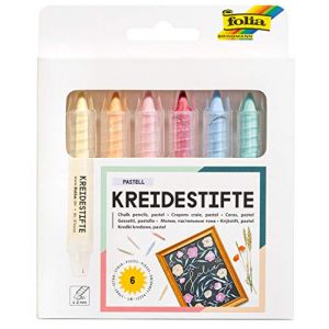 Folia Crayon craie PASTEL, couleurs assorties, étui de 6 - Lot de 4