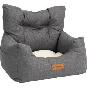 By Cee Cee Car Seat Dog - Premium Car Basket Dog - Dog Basket Car With Safety Strap - Dog Seat - Car Seat - All Season - Grey - Size M - Small And Medium Dogs