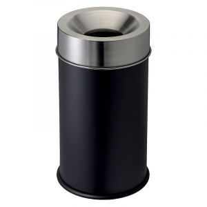 Image de Certeo Corbeille anti-feu avec tête inox - acier inoxydable peint époxy - Noir-Inox - 50 litres - 335x590 - Grisù vip - medial -