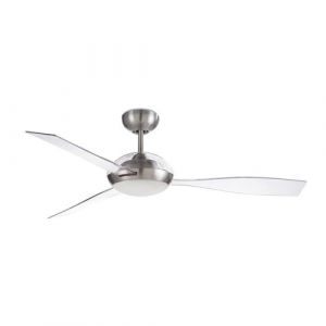 Leds C4 Sirocco Ventilateur De Plafond À 3 Pales 132 Cm Avec L ière Led Nickel Satiné, Pales Transparentes Neuf
