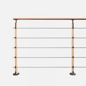 Pack balustrade fixation &agrave; plat Hesta Kordo noir ral 9005 2m