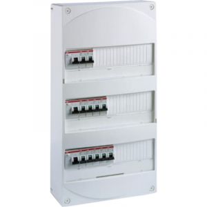Abb Tableau &eacute;lectrique pr&eacute;&eacute;quip&eacute; - 3 rang&eacute;es - 3 ID 63A + 11 disjoncteurs 4.5 kA