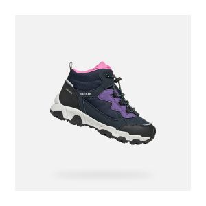 Geox J Magnetar G. B ABX Basket, Bleu Marine Violet, 36 EU