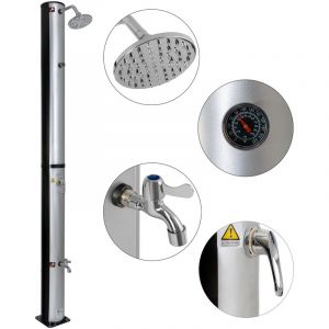 Image de Arebos Douche Solaire 40 l/Temp&eacute;rature de l'eau r&eacute;glable/Pommeau de Douche r&eacute;gla/avec thermom&egrave;tre